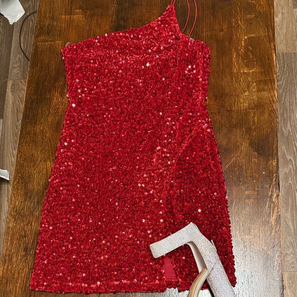 Red Sequin Mini Dress